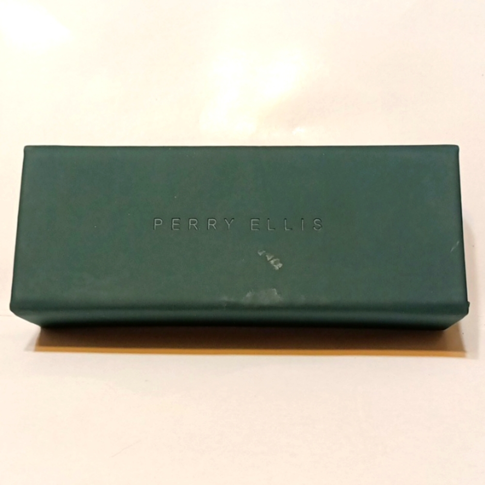 Perry Ellis Glasses case hardshell Rectangle Box Green magnet close